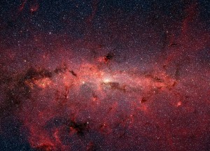 Het centrum van de Melkweg, gefotografeerd door de IR-telescoop Spitzer.
